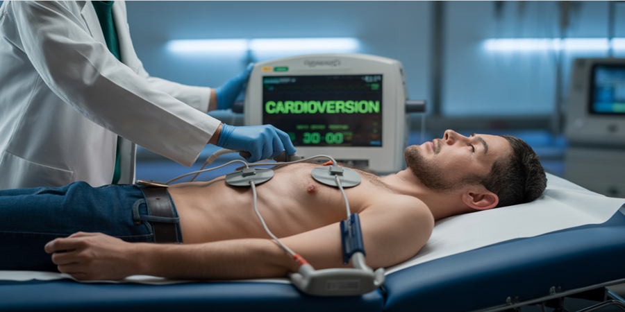 Cardioversão: tratamento eficaz para restaurar o ritmo normal do coração em casos de arritmia. / Ilustração Cortesia Editorial Ideia