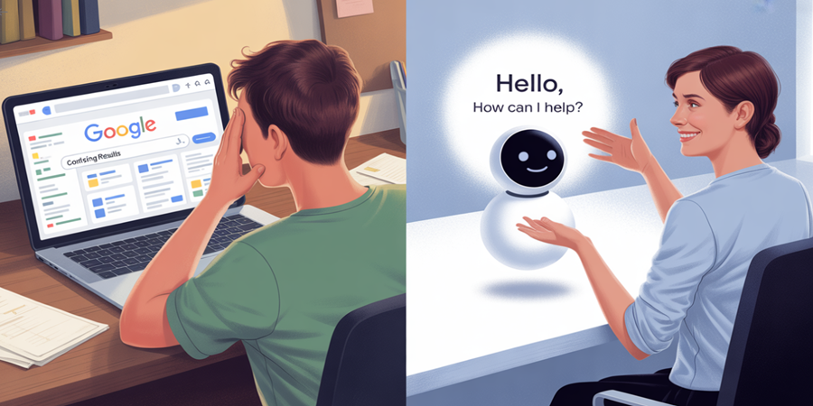 A busca por sintomas nas pesquisas populares pode aumentar a ansiedade, mas assistentes virtuais trazem clareza quando usados com responsabilidade. / Ilustração Cortesia Editorial Ide