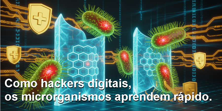 Assim como hackers contornam sistemas, bactérias podem se tornar resistentes a antibióticos quando usados incorretamente. (Fonte: OMS / Arte TV Saúde)