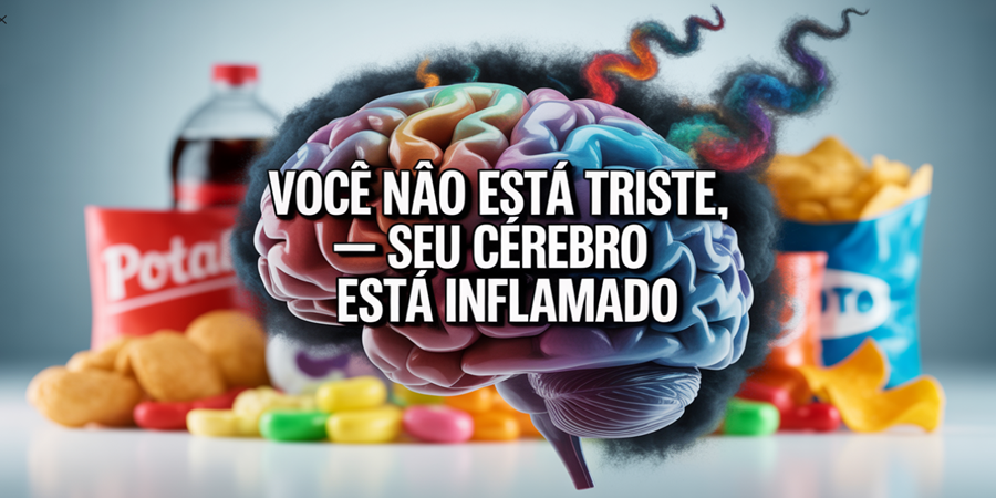 Estudos mostram que dietas ricas em ultraprocessados podem inflamar o cérebro, alterando o humor e favorecendo ansiedade e depressão. / Ideia