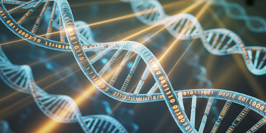 A inteligência artificial começa a decifrar e reprogramar o código genético humano, criando uma nova era da biologia digital./ Ideia