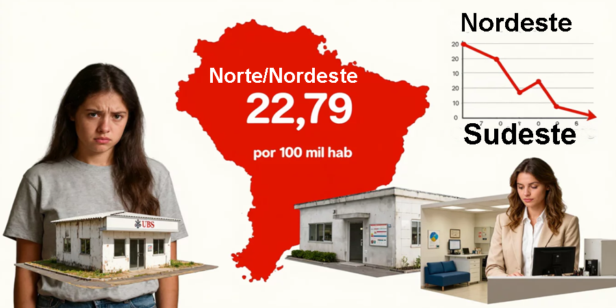 Regiões Norte e Nordeste registram incidência 50% maior que a média nacional devido a barreiras de acesso.