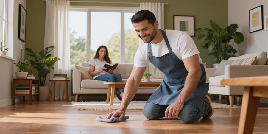 Enquanto ela descansa, ele age: a nova face do cuidado no Brasil, onde dividir o esfregão é dividir o amor e a saúde.